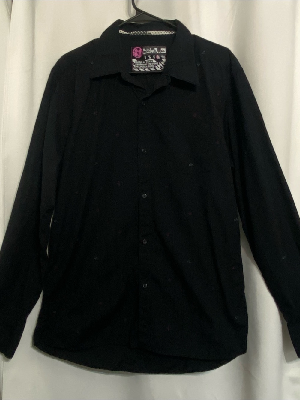 Quiksilver Men’s Black Long Sleeve Shirt XL Embroidered Logo Y2K Skate Surf